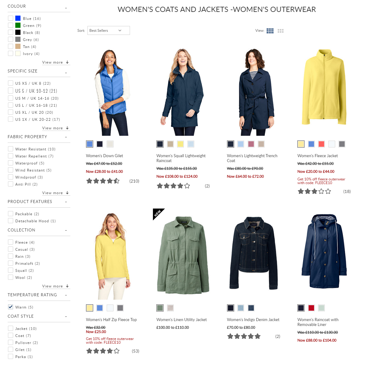 User interface of a product listing page, showing a messaging under specific products informing users there was a promotion.